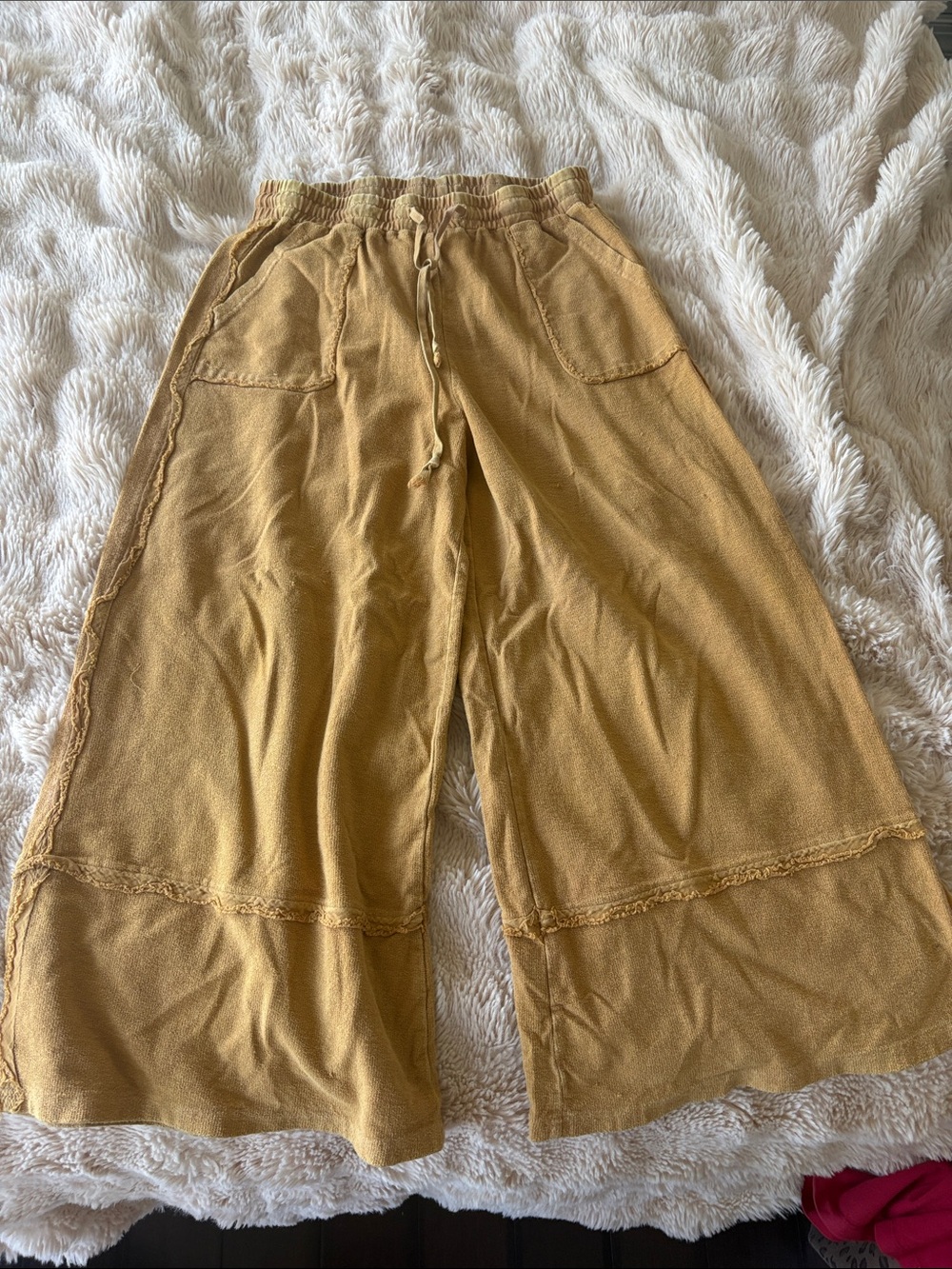 Mustard yellow Easel wide leg sweats size small